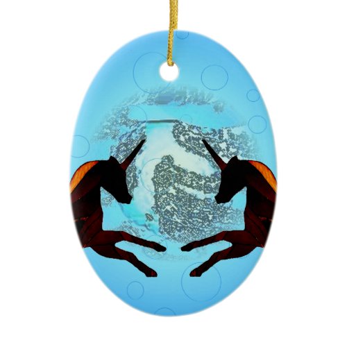 Mystic Winged Horse Unicorn Flying Pegasus 2 Ceramic Ornament