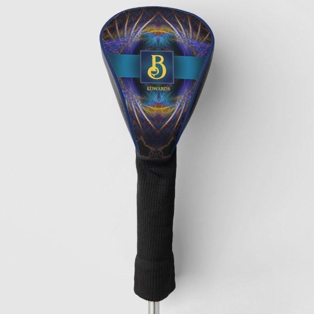 Mystic Wings Fractal Art with Custom Name Golf Head Cover (Front)