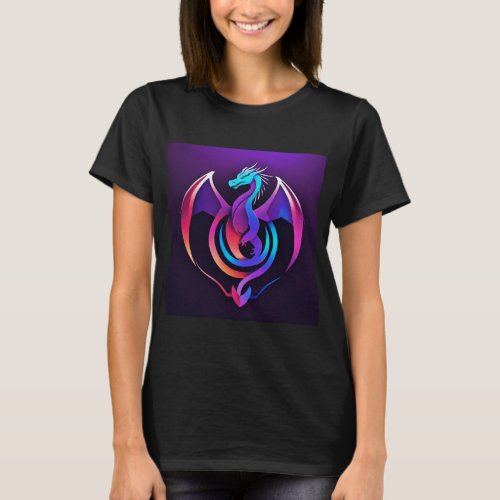 Mystic Wings Symmetrical Dragon Logo in Vibrant T_Shirt