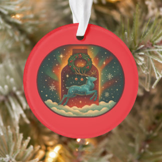 Mystic Winter Stag-Red Ornament