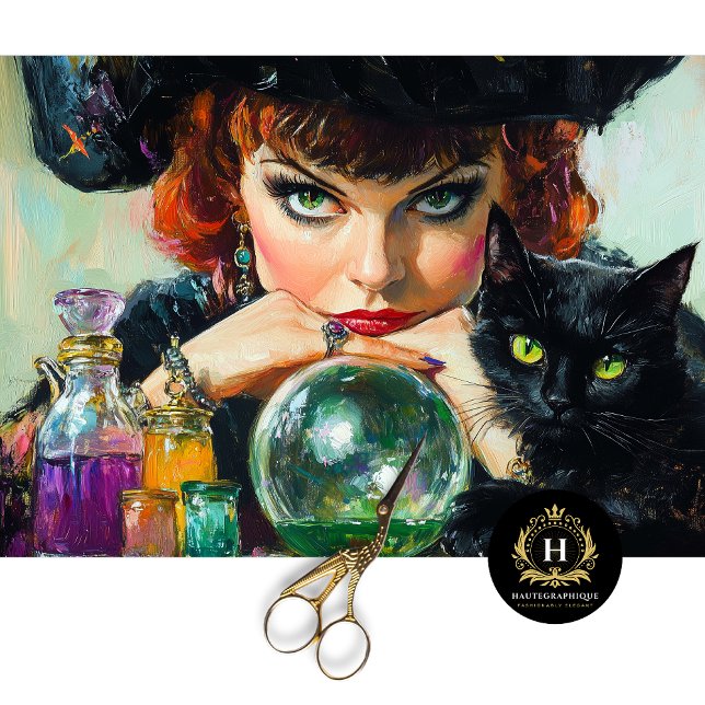 Mystic Witch & Black Cat Halloween Decoupage Tissue Paper (Creator Uploaded)