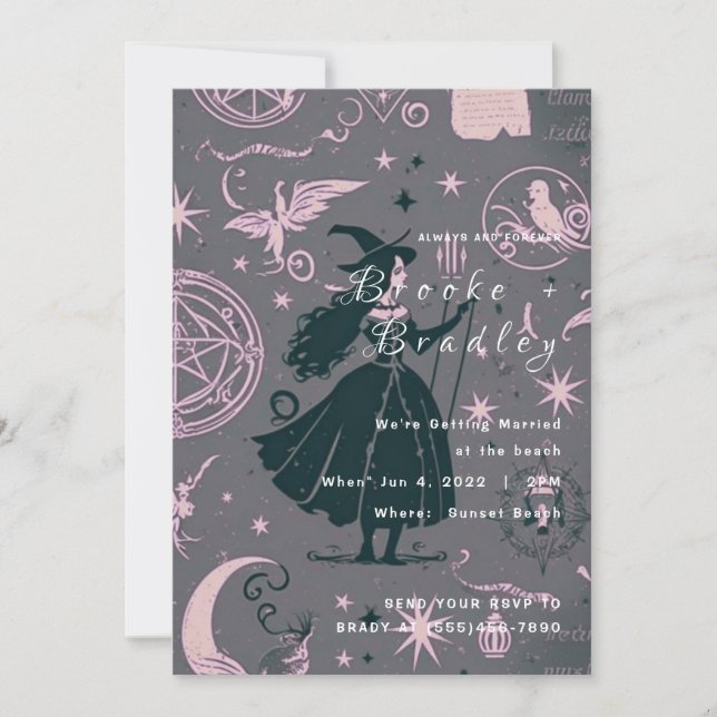 Mystic Witch Celestial Wedding Invitation (Front)