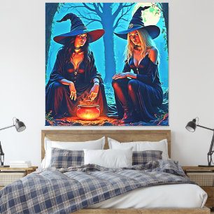 Mystic Witches Cauldron Spellbound Canvas Print