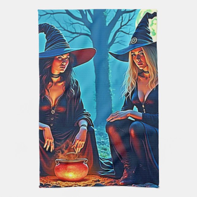 Mystic Witches Cauldron Spellbound Kitchen Towel (Vertical)