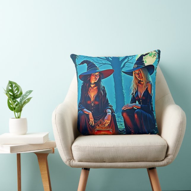 Mystic Witches Cauldron Spellbound Throw Pillow (Chair)