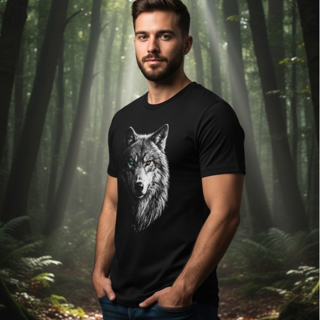 Mystic Wolf Face Heterochromia Eyes Unisex Tee (Creator Uploaded)