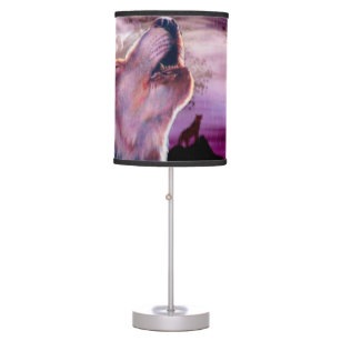 Mystic Wolf Howling at The Moon Table Lamp