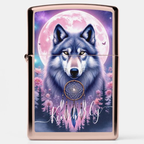 Mystic Wolf Moon Dreamcatcher Lighter Design