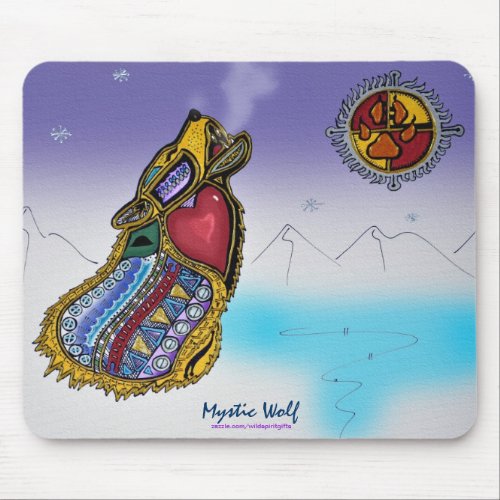 Mystic Wolf Ojibwe_style Art Mousepad
