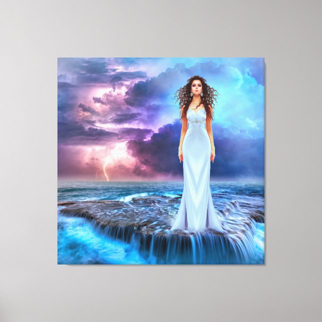 Mystic Woman Above Ocean Storm Fantasy Canvas  Print (Front)