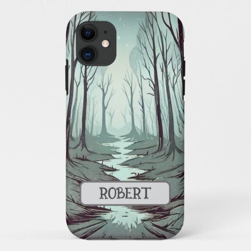 Mystic Woodland at Night Personalized iPhone 11 Case