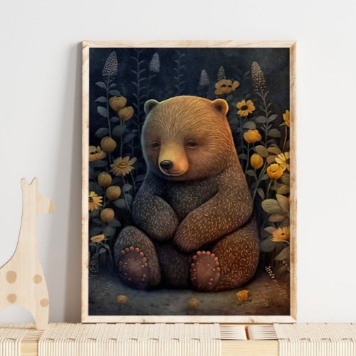 Mystic Woodland Brown Bear  Bear Wall Print