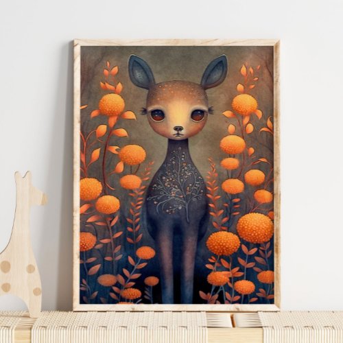 Mystic Woodland Fawn Deer  Deer Wall Print