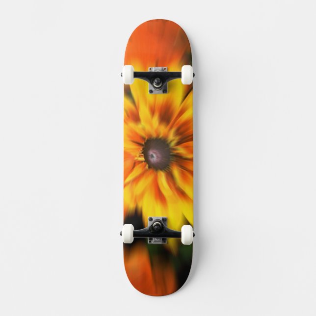 Mystic Yellow Flower Blur Skate Board (Front)