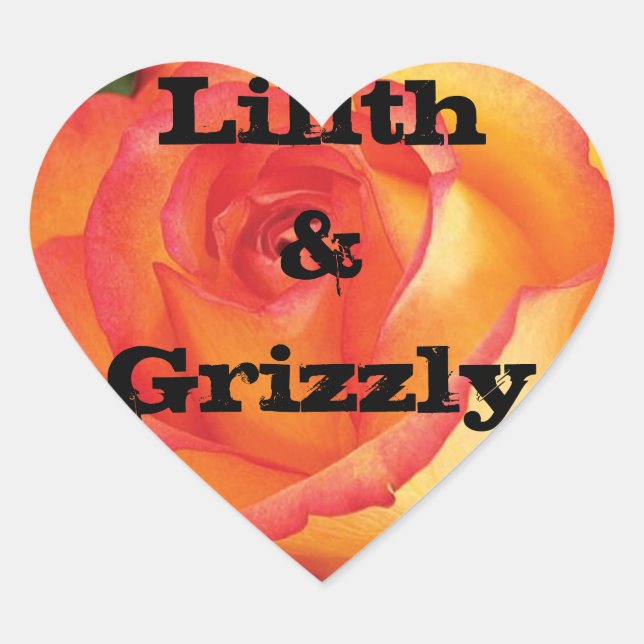 Mystic Yellow Rose Personalized Wedding Heart Sticker (Front)