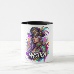 Mystica Fantasy Woman Art Mug   Colorful Watercolo