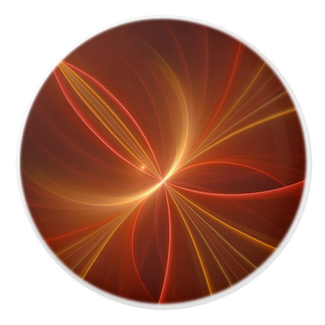 Mystical Abstract Fractal Art Modern Warm Colors Ceramic Knob (Front)