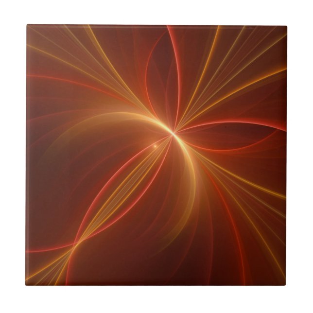 Mystical Abstract Fractal Art Modern Warm Colors Ceramic Tile (Front)