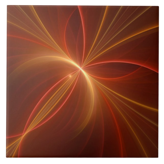 Mystical Abstract Fractal Art Modern Warm Colors Ceramic Tile (Front)