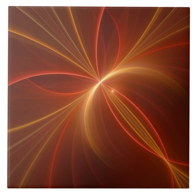 Mystical Abstract Fractal Art Modern Warm Colors Ceramic Tile (Front)