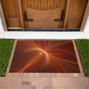 Mystical Abstract Fractal Art Modern Warm Colors Doormat