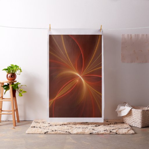 Mystical Abstract Fractal Art Modern Warm Colors Fabric
