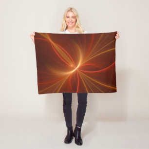 Mystical Abstract Fractal Art Modern Warm Colors Fleece Blanket