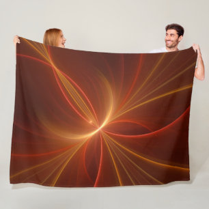 Mystical Abstract Fractal Art Modern Warm Colors Fleece Blanket