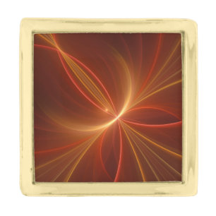 Mystical Abstract Fractal Art Modern Warm Colors Gold Finish Lapel Pin