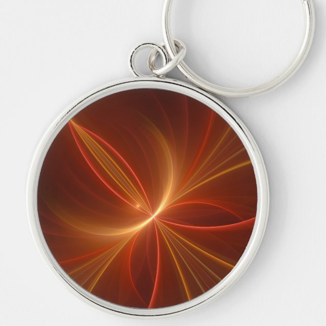 Mystical Abstract Fractal Art Modern Warm Colors Keychain (Front)