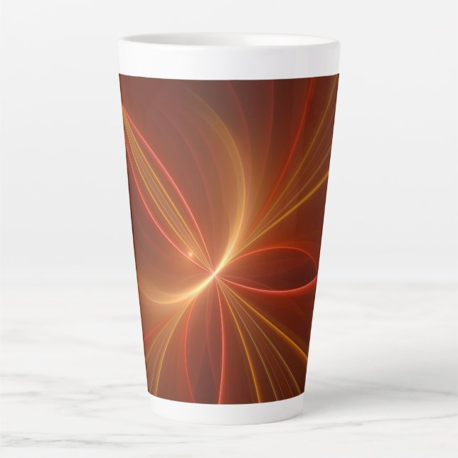 Mystical Abstract Fractal Art Modern Warm Colors Latte Mug (Front)