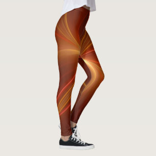 Mystical Abstract Fractal Art Modern Warm Colors Leggings