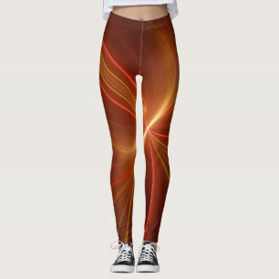 Mystical Abstract Fractal Art Modern Warm Colors Leggings