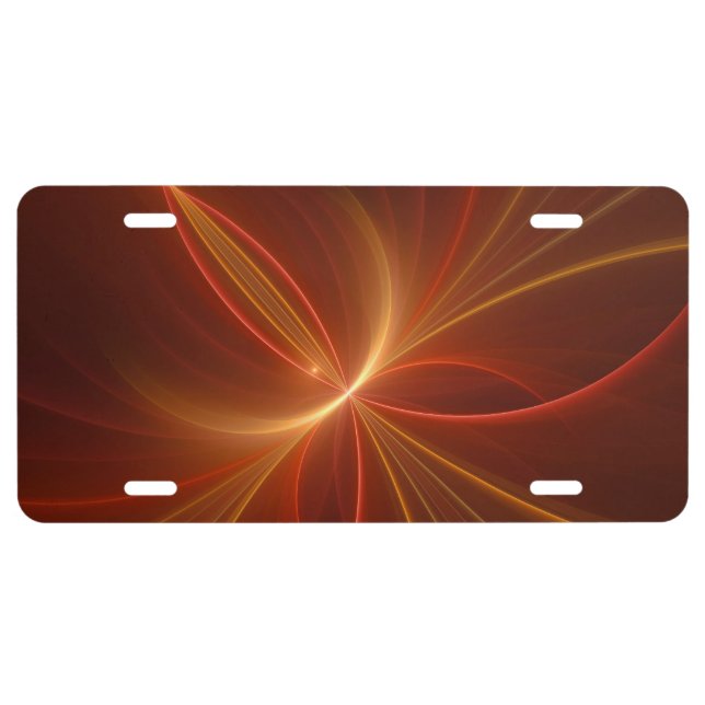 Mystical Abstract Fractal Art Modern Warm Colors License Plate (Front)