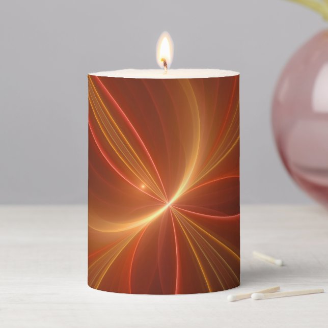 Mystical Abstract Fractal Art Modern Warm Colors Pillar Candle (In Situ)