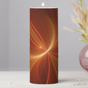 Mystical Abstract Fractal Art Modern Warm Colors Pillar Candle