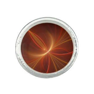Mystical Abstract Fractal Art Modern Warm Colors Ring
