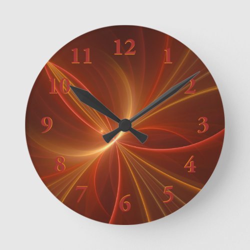 Mystical Abstract Fractal Art Modern Warm Colors Round Clock
