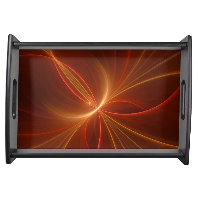 Mystical Abstract Fractal Art Modern Warm Colors Serving Tray (Front)