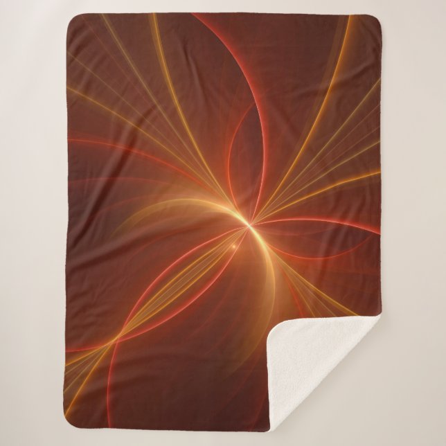 Mystical Abstract Fractal Art Modern Warm Colors Sherpa Blanket (Front)