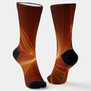 Mystical Abstract Fractal Art Modern Warm Colors Socks