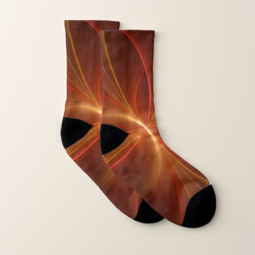Mystical Abstract Fractal Art Modern Warm Colors Socks