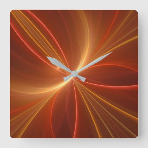 Mystical Abstract Fractal Art Modern Warm Colors Square Wall Clock