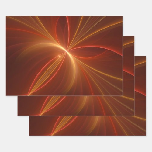 Mystical Abstract Fractal Art Modern Warm Colors Wrapping Paper Sheets