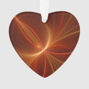 Mystical Abstract Fractal Modern Warm Colors Heart Ornament