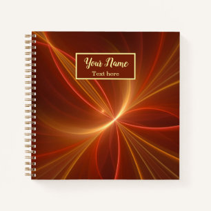Mystical Abstract Fractal Modern Warm Colors Name Notebook