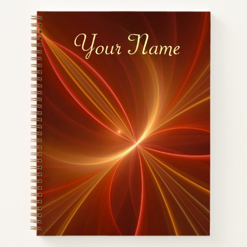Mystical Abstract Fractal Modern Warm Colors Name Notebook