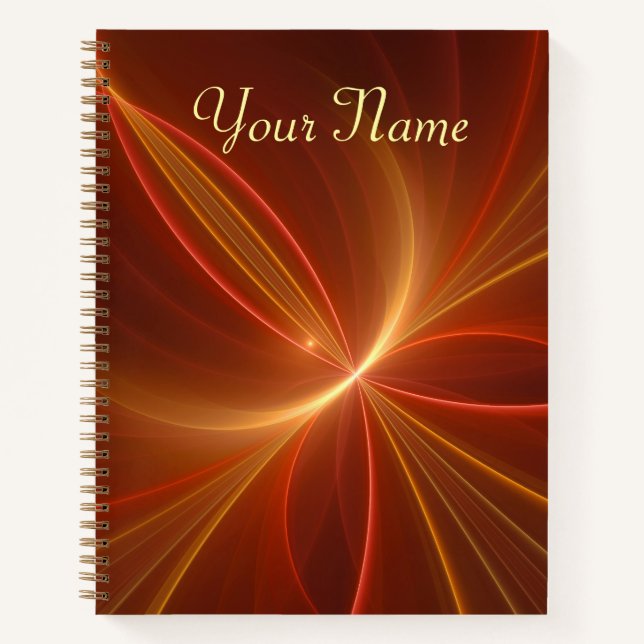 Mystical Abstract Fractal Modern Warm Colors Name Notebook (Front)