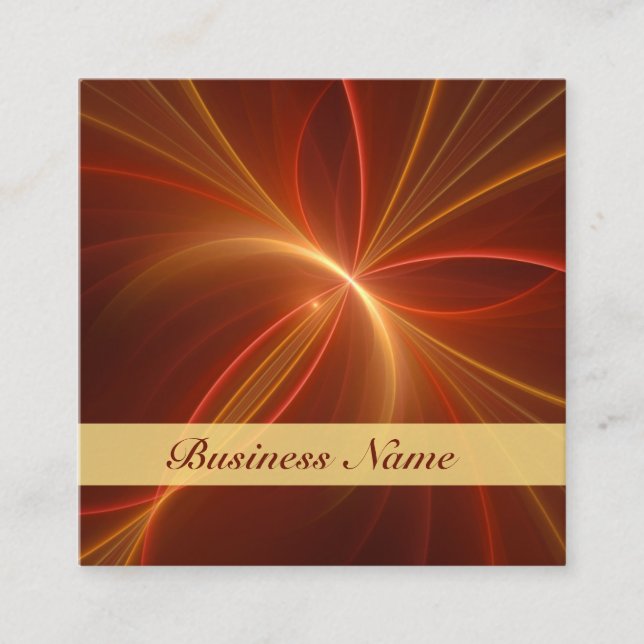 Mystical Abstract Fractal Modern Warm Colors Name Square Business Card (Front)