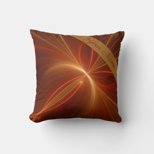 Mystical Abstract Fractal Modern Warm Colors Name Throw Pillow